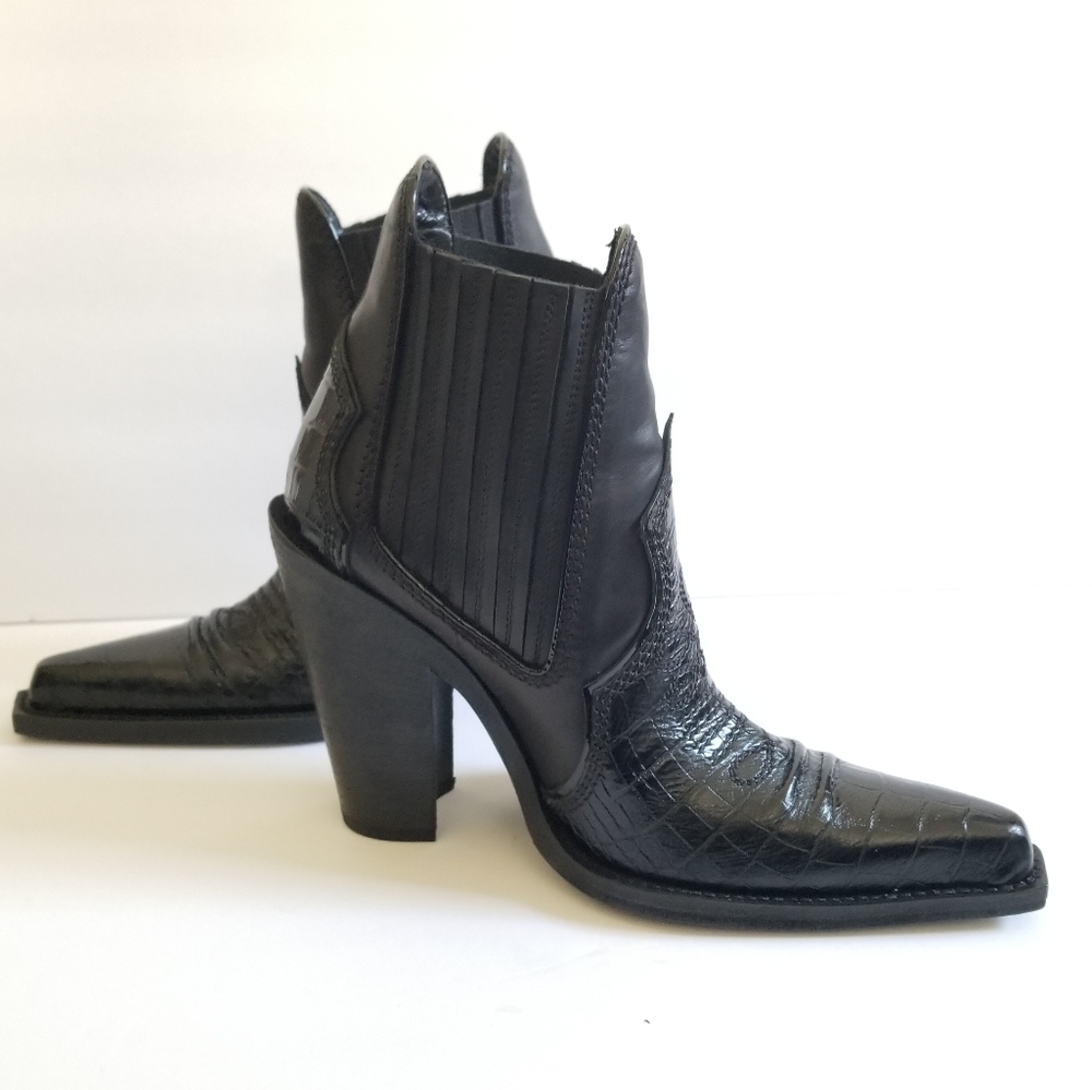 Dsquared2 Leather Cowboy Black Boots Size EU 39 - Picture 4 of 11